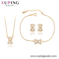 64996 xuping moda sintético CZ 18k banhado a ouro conjunto de jóias mulheres coreanas